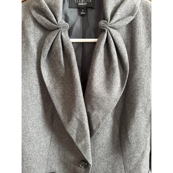 Talbots Kate Fit Wool Blazer Jacket grey pleated ruffel accents 4 - Picture 8 of 15